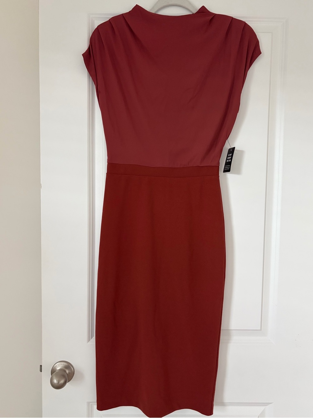 Express Two-Tone Rust Midi Sheath Dress